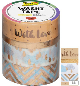 folia Rubans autocollants déco Washi-Tape HOTFOIL OR ROSE,