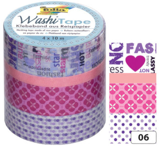 folia Rubans autocollants déco Washi-Tape PASTEL, kit de 4