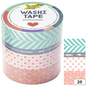 folia Rubans autocollants déco Washi-Tape PASTEL, kit de 4