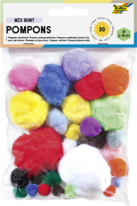 folia pompons, 30 pièces, tailles et couleurs assorties