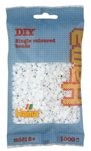 Hama Perles à repasser midi, blanc, dans un sachet