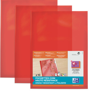 ELBA Pochettes-coin haute résistance, A4, PVC, rouge