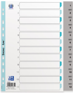 ELBA Intercalaires plastique, numérique, A4+, gris