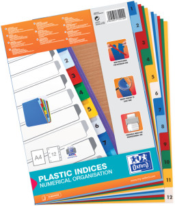 ELBA intercalaire en plastique, chiffres, A4+, en couleur
