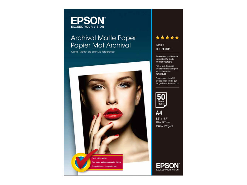 Epson : PAPIER MAT ARCHIVAL A4 192g/m2 50 Feuilles