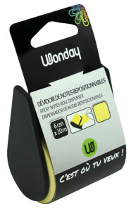JPC Notes adhésives en rouleau, 10 m x 66 mm, jaune