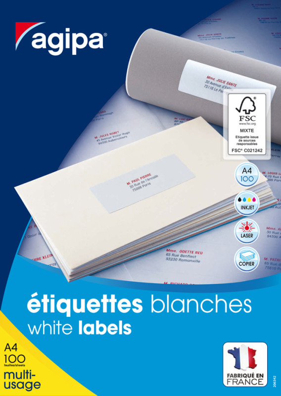 agipa Etiquettes multi-usage, 70 x 35 mm, coins droits