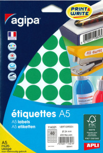 agipa Étiquettes de couleur, diamètre: 8 mm, rond, rouge