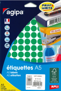 agipa Étiquettes de couleur, diamètre: 24 mm, rond, vert