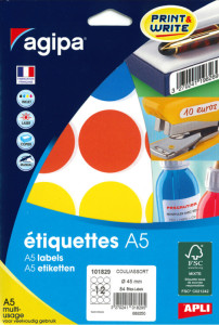 agipa Étiquettes de couleur, diamètre: 24 mm, rond, jaune