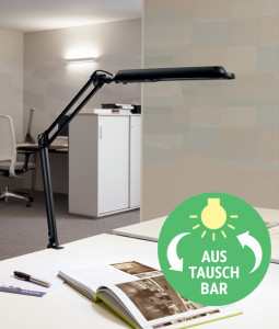 MAUL lampe de bureau LED MAULatlantic, pied serrage, blanc