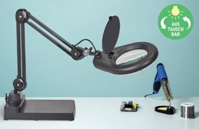 Maul lampe loupe LED MAULviso, piédestal, noir