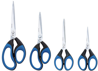 WEDO Ciseaux Soft-Cut, pointu, longueur: 210 mm, noir/bleu