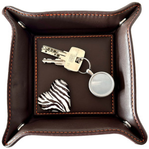 WEDO Petit vide-poches, en similicuir, marron, pour la