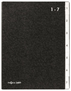 PAGNA trieur, format A4, 7 compartiments, 1 - 7, noir