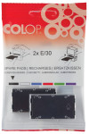COLOP Coussinets de rechange E/2100/2, bleu/rouge,pack de 2,