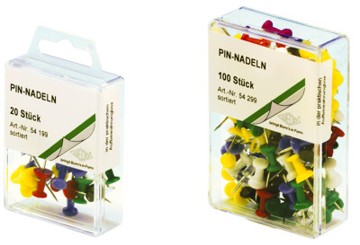 WEDO Punaises, dans une boîte transparente, couleurs assorti