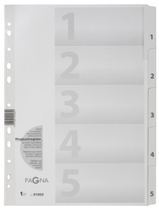 PAGNA Intercalaire en carton chiffres 1 - 5, A4, 5 touches