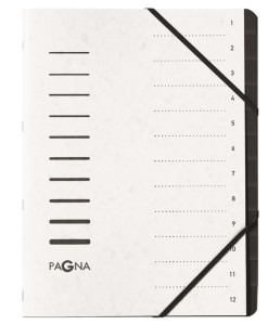PAGNA Trieur, A4, en carton, 12 compartiments, rouge