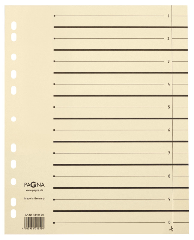 feuilles de séparation Pagna, A4, carton kraft, beige