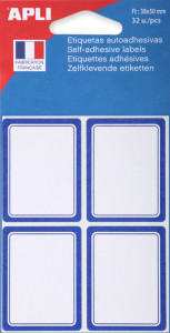 agipa Etiquettes pour livre, blanc/bleu, 36 x 56 mm, lignées