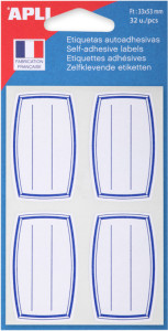 agipa Etiquettes pour livre, blanc/bleu, 36 x 56 mm, lignées