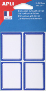 agipa Etiquettes pour livre, blanc/bleu, 34 x 75 mm lignées