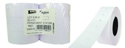 agipa Étiquettes pour pince, rectangulaire, blanc, 21 x 12mm