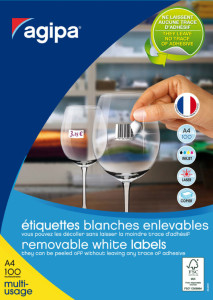agipa Etiquettes multi-usage, 48,5 x 25,4 mm, blanc,