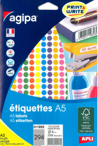 agipa Etiquettes de couleur, diamètre: 24 mm, rond, assorti
