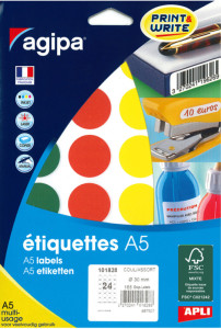agipa Etiquettes de couleur, diamètre: 45 mm, rond, assorti