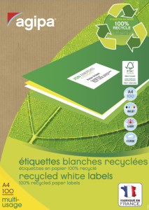 agipa Etiquettes multi-usage recyclées 210 x 148,5 mm, blanc