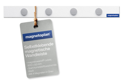 magnetoplan kit de barrettes magnétiques, 500 x 50 mm, blanc