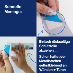 magnetoplan kit de barrettes magnétiques, 500 x 50 mm, blanc