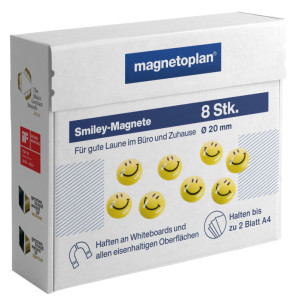 magnetoplan aimants smiley, 20 mm, jaune