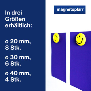 magnetoplan aimants smiley, 40 mm, jaune