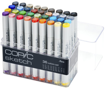 COPIC marqueur à pinceau professionnel sketch, set de 36