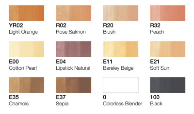 COPIC marqueur pro, set de 12 couleur de peau