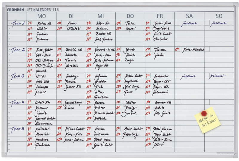 FRANKEN conseil d'aménagement JetKalender, calendrier hebdomadaire, 25 pos.