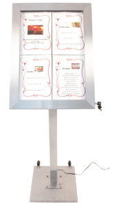 Securit Vitrine d'affichage LED STAINLESS STEEL, 4x feuilles