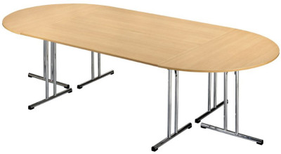 SODEMATUB Table pliante Chromeline1, demi-rond, hêtre,