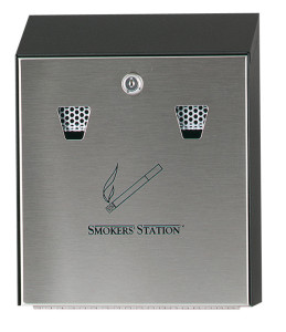 Rubbermaid Cendrier mural Smockers' Station, noir / argent