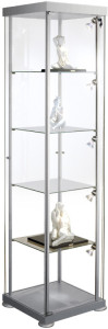kerkmann Vitrine carrée expoline, 4 étagères en verre, gris