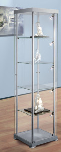 kerkmann Vitrine carrée expoline, 4 étagères en verre, gris