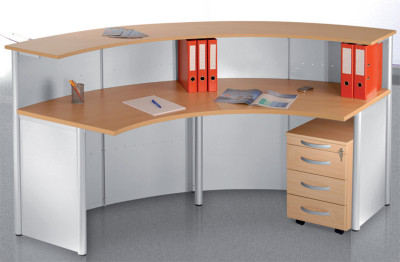 kerkmann Comptoir modulaire Genua, droit, gris argent/hêtre