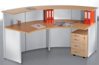kerkmann Table modulaire Genua, 45 degrés, gris argent/hêtre