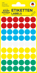 AVERY Zweckform pastilles de couleurs, diamètre 8 mm, blanc