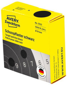 AVERY Zweckform Sparadrap taxidermique, noir, Diamètre: 19 m