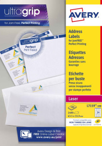 AVERY Étiquettes Adresses, 99,1 x 42,3 mm, blanc