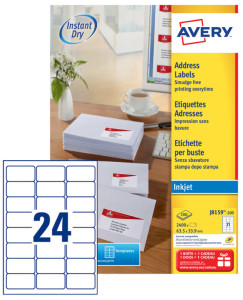 AVERY Étiquettes Adresse Jet d'encre, 63,5 x 33,9 mm, blanc